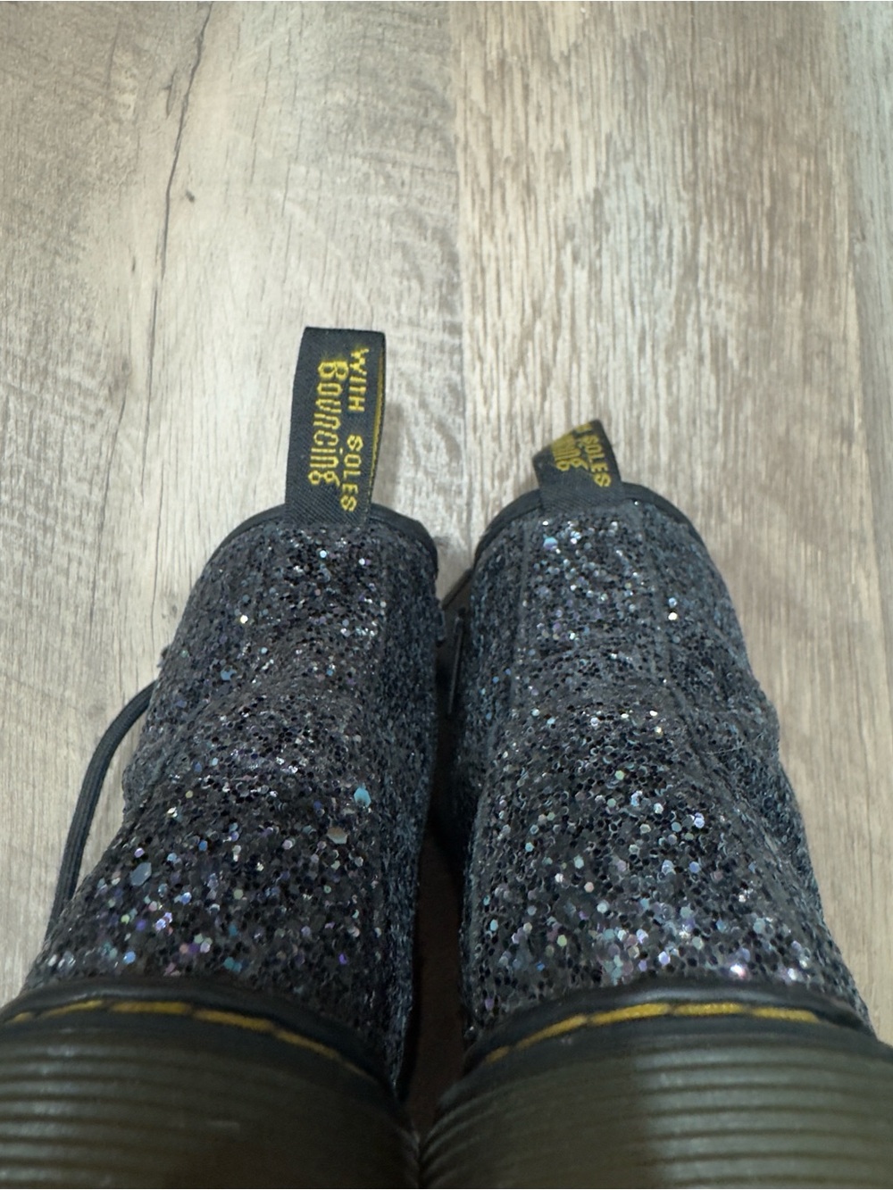 Dr. Martens Kids Youth Toddler Black Glitter Ankle Boots US Size 11 - Picture 6 of 8